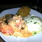 Steak topped with Lobster Thermidor